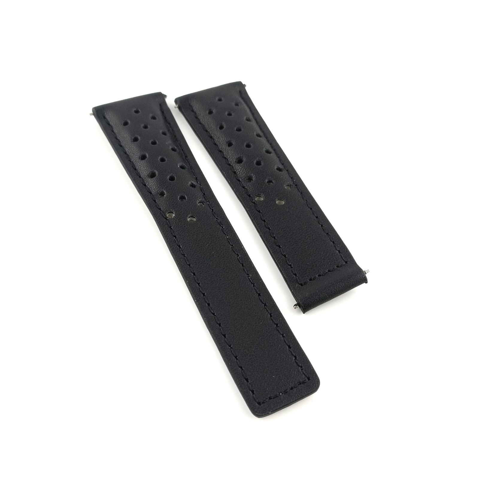 22mm レザー 革ベルト 穴あき ブラック 黒 【対応】タグホイヤー