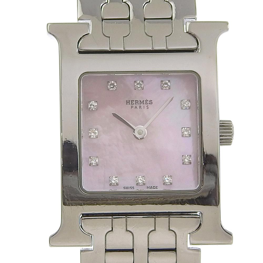 HERMES】エルメス Hウォッチ 12Pダイヤ HH1.210 ステンレスス