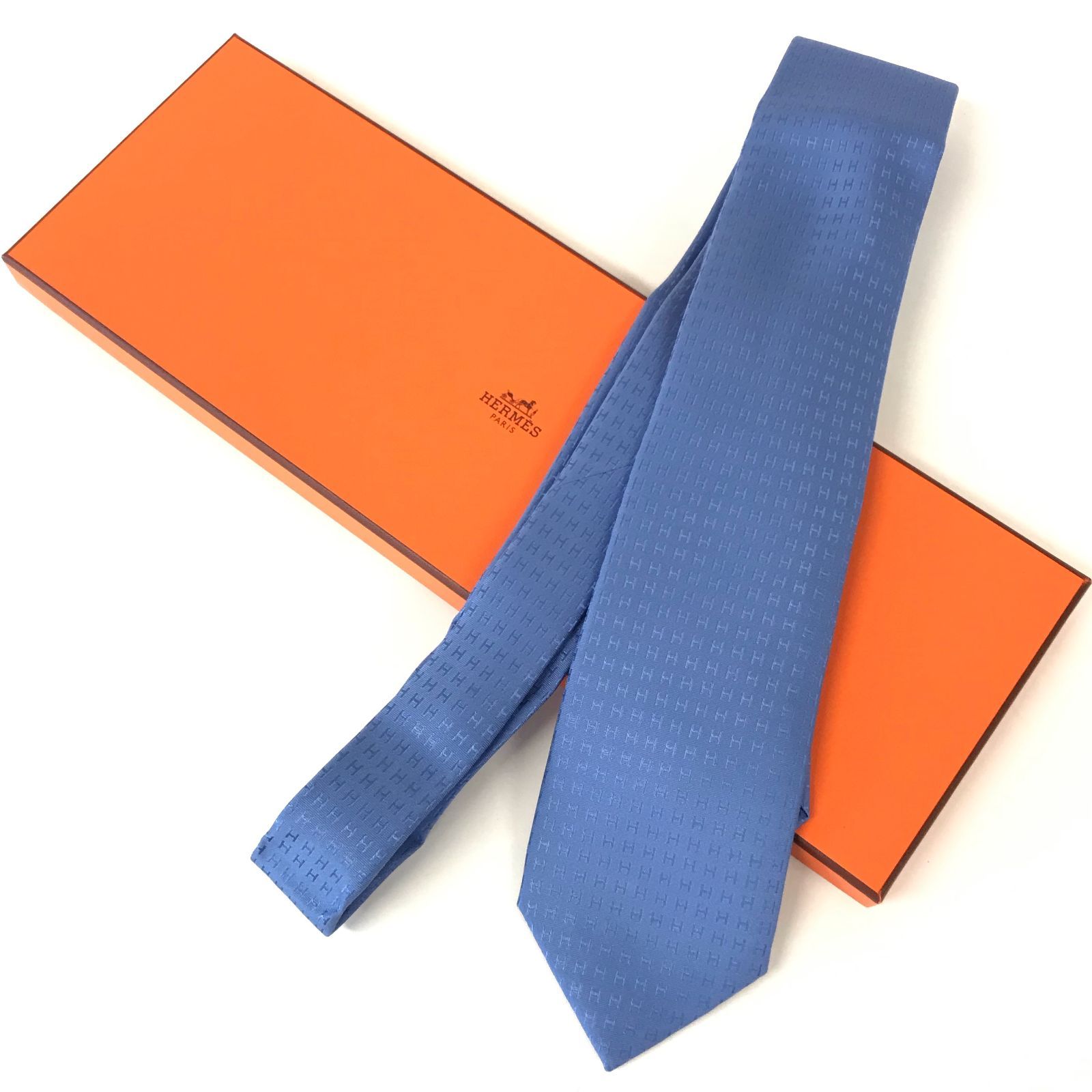 ✨未使用タグ付き箱付き✨HERMES H柄 カデナ　ハート　ファソネ　ネクタイ ✨新品タグ付き✨ HERMES ネクタイ ファソネ H柄 ライトピンク