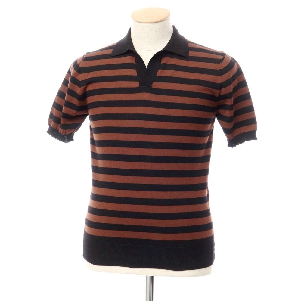 【中古】ビームスエフ BEAMS F ハイゲージコットン 半袖ポロニット【サイズ44】【メンズ】