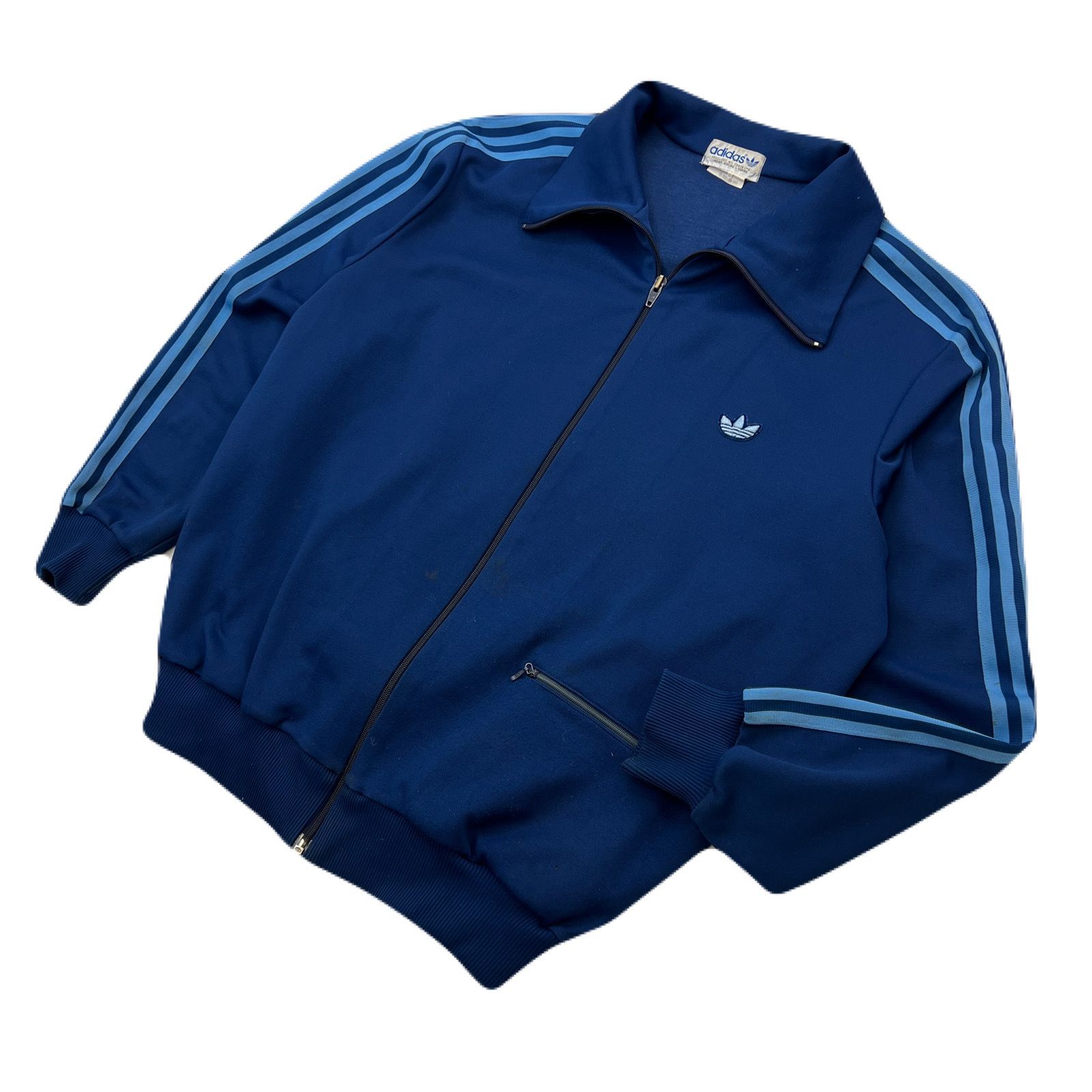 アディダスオリジナルス ジャケット ネイビー ヴィンテージ 70s ジャージ Adidas 70s Vintage Men Zip Track Top Jacket Blue Navy White