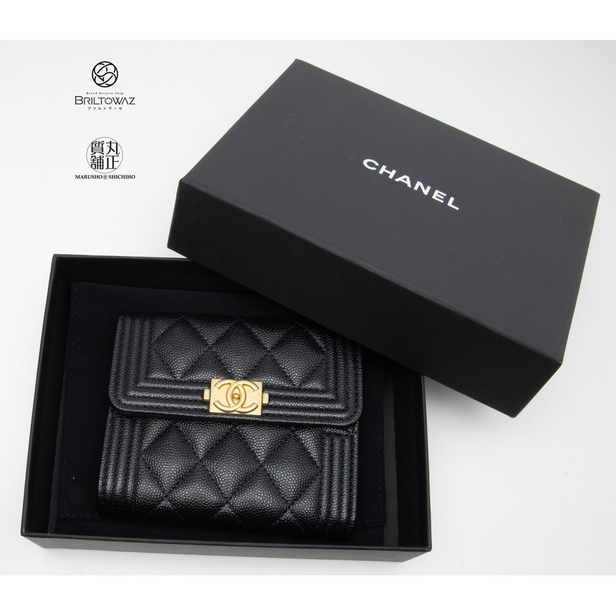 シャネル BOY CHANEL スモールフラップウォレット A80734 ブラック