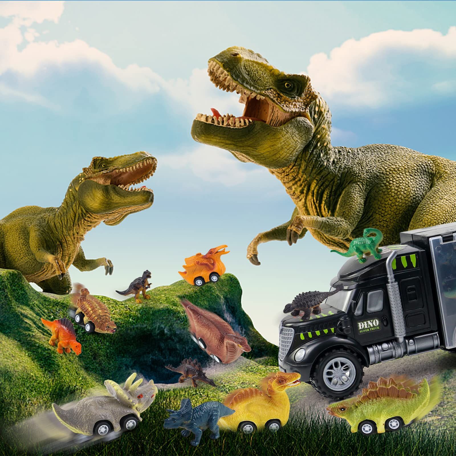【新着商品】恐竜 おもちゃ 恐竜 車玩具 おもちゃ 収納 恐竜 3 4 5歳 男の子 女の子 プレゼントミニカー 子供 の 車 恐竜 動物 フィギュア 恐竜公園知育玩具 2 3 4 5 6歳 モンテッソーリ 玩具 男 14個 恐竜 おもちゃ 車 おもちゃ ミニカー セット 知育