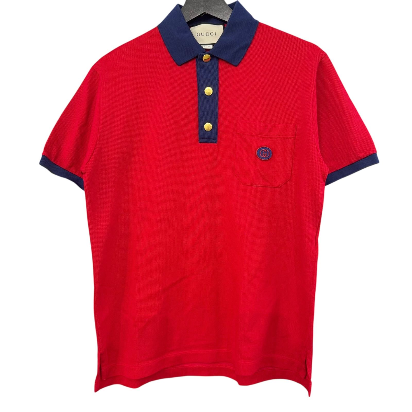 GUCCI GG STICKER COTTON SHORT SLEEVE SHIRTS RED 625323 グッチ ポロシャツ