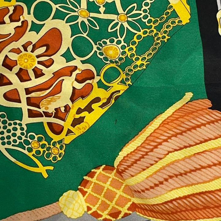 HERMES/エルメス スカーフ90 グリーン シルク 【箱付タグ無