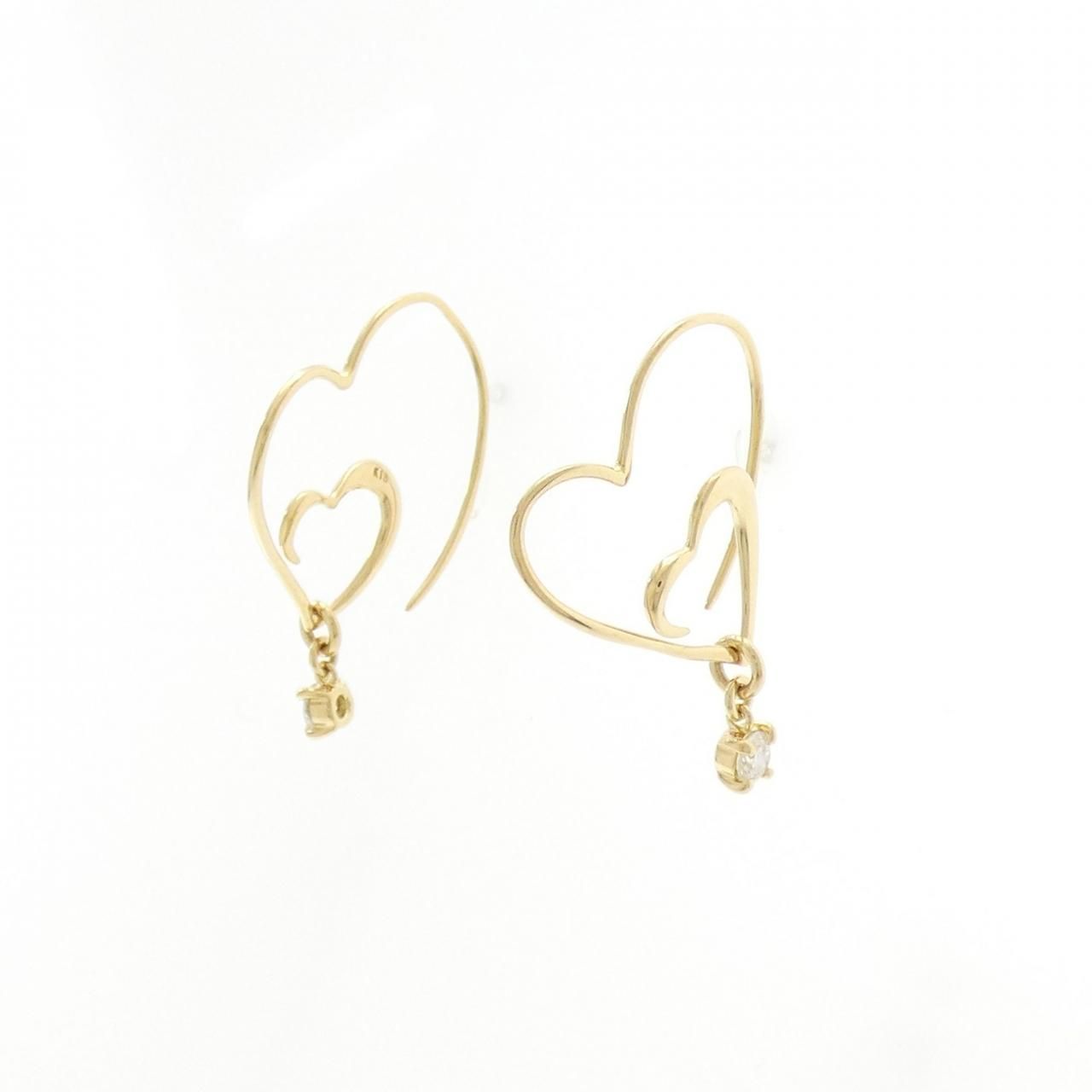 【ハートダイヤモンド0.20ct】ハートダイヤのシンプルピアス K18YG K18YG ハート ダイヤモンド ピアス 0.20CT K18YG ハート ダイヤ 0.2ct