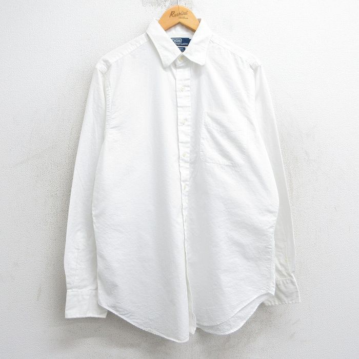 90s Ralph Lauren ホワイト長袖シャツ ANDREW M L/古着 ラルフローレン 長袖 ブランド シャツ メンズ 90s ANDREW