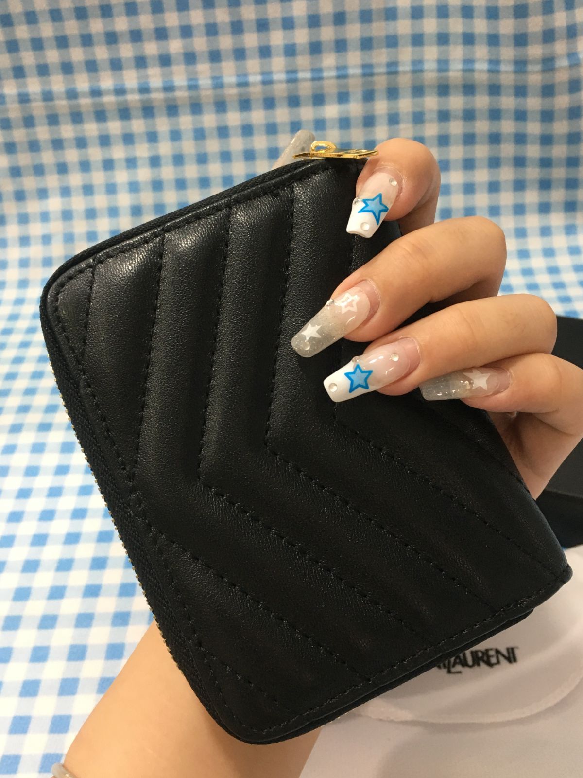 YSL イヴサンローラン 二つ折り財布 カサンドラ キャビアスキン ブラック