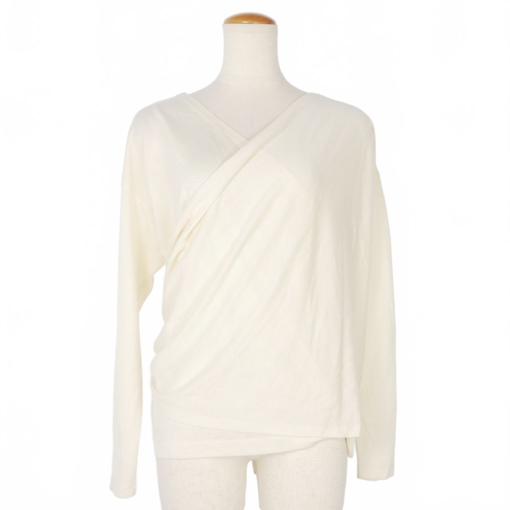 イッセイミヤケ ISSEY MIYAKE I.S イッセイスポーツ 90s 変形 ラップカーディガン カットソー 長袖 M 白 ホワイト RY11210