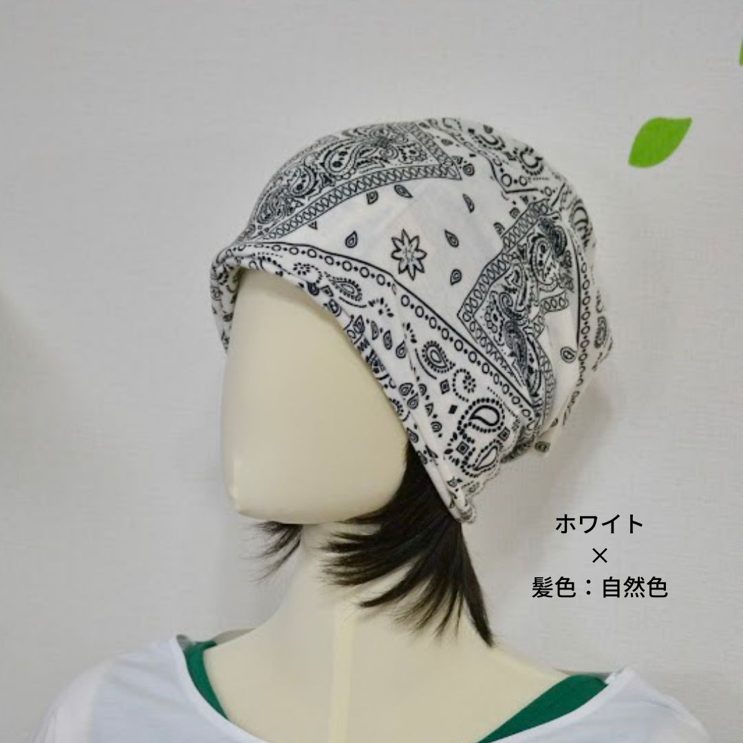 ☆新品・未使用☆つけ毛付きバンダナ帽子 ショートヘアタイプ - メルカリ