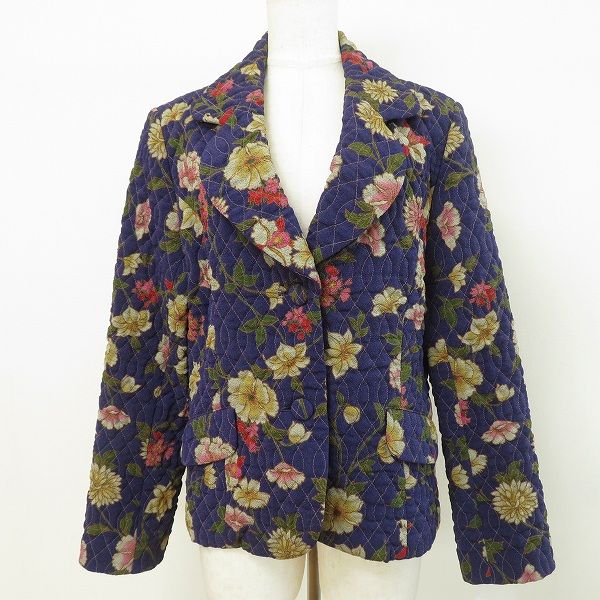 wnc シセンドウ 詩仙堂 ヒトシタムラ ジャケット 紫 マルチ 中綿 キルティング ちりめん 花柄 レディース 967332