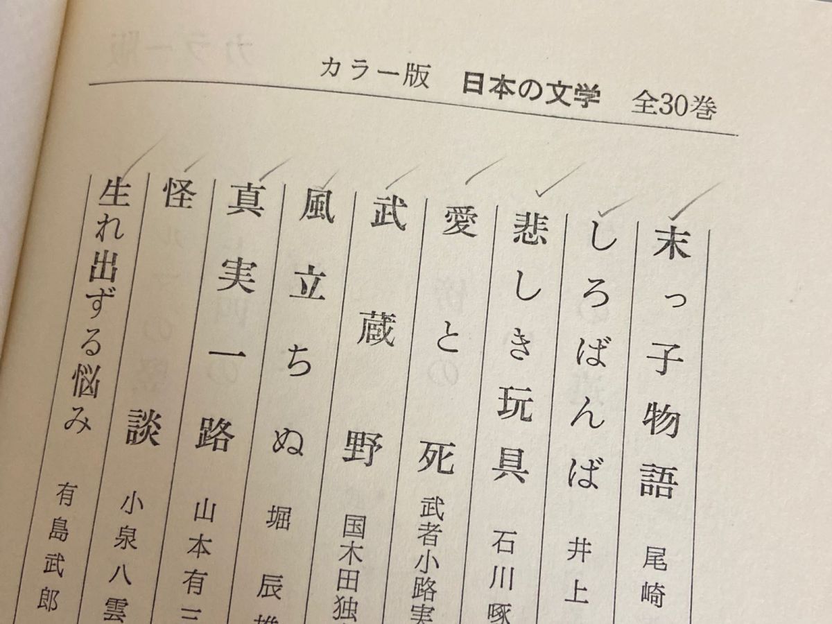 3-▲全30巻揃い カラー版 日本の文学 昭和43年~45年 1968年~1970年 1.2.6以外初版 集英社 シミ汚れ・折れ・書き込み・函壊れ有 夏目漱石 3-△全30巻揃い カラー版 日本の文学 昭和43年~45