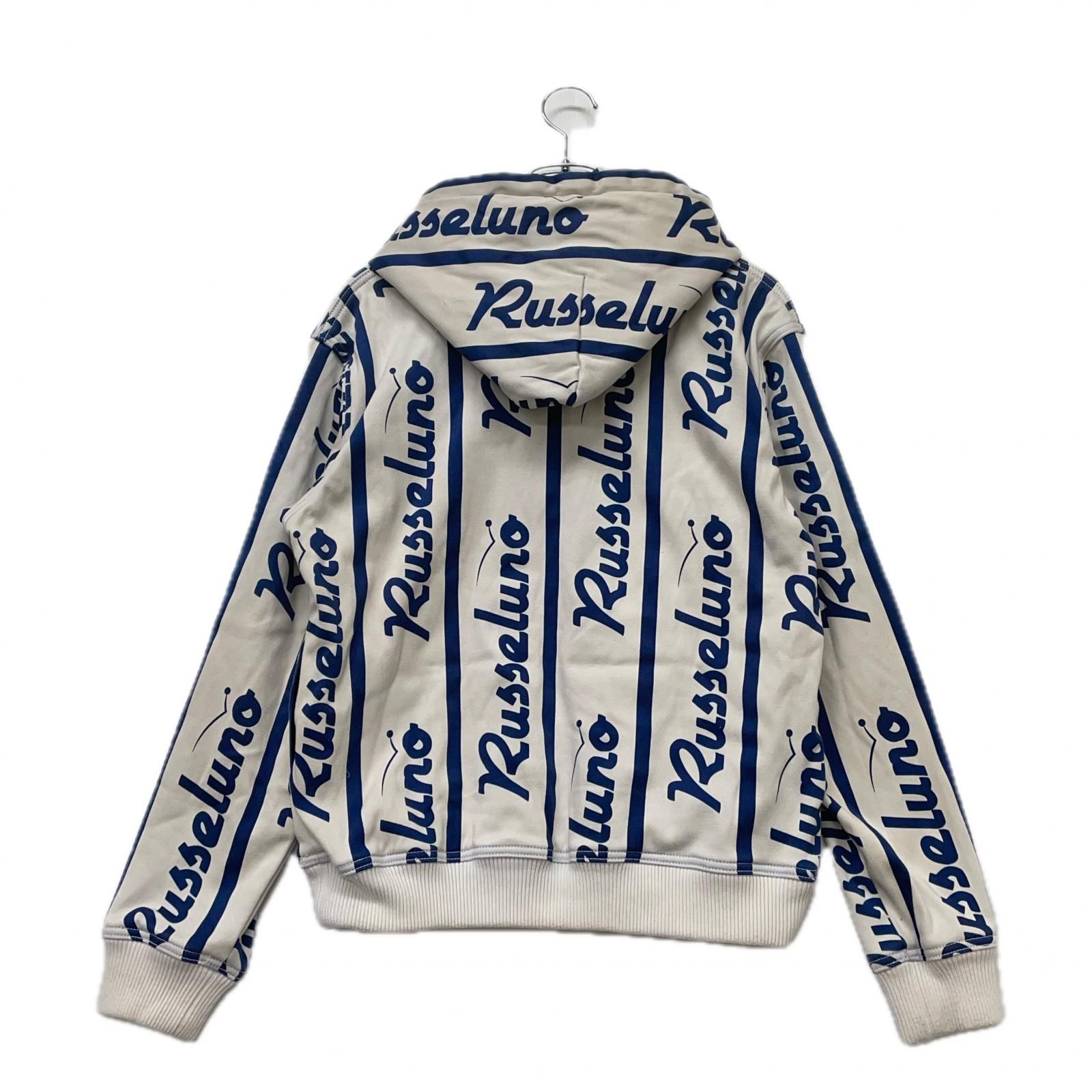 レディース ラッセルノ RUSSELUNO パーカー 1 M 青系×白 ロゴ入り ストライプ 裏起毛