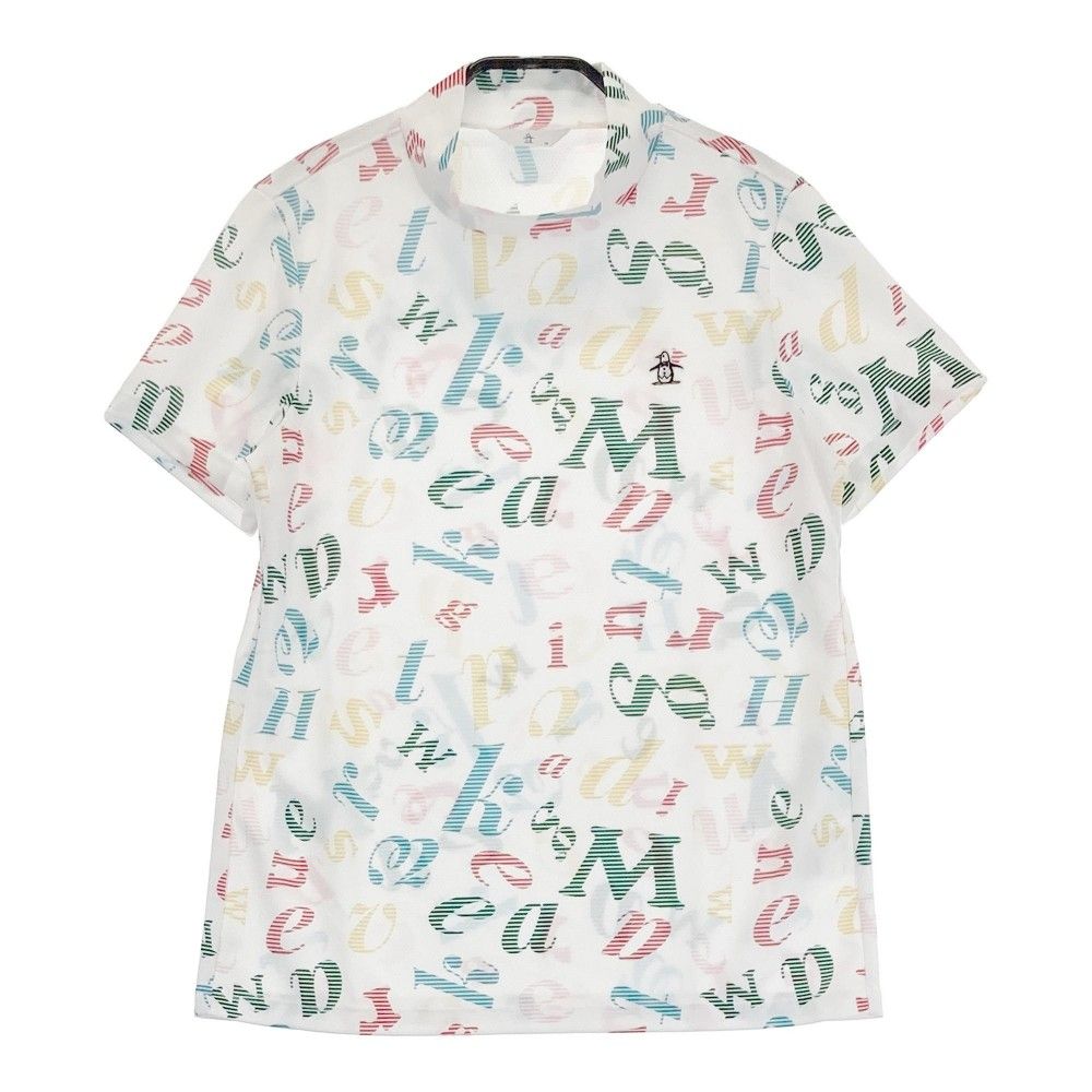サイズ M MUNSING WEAR マンシングウェア 半袖ハイネックTシャツ 総柄 ホワイト系 240101438023 ゴルフウェア レディース ストスト