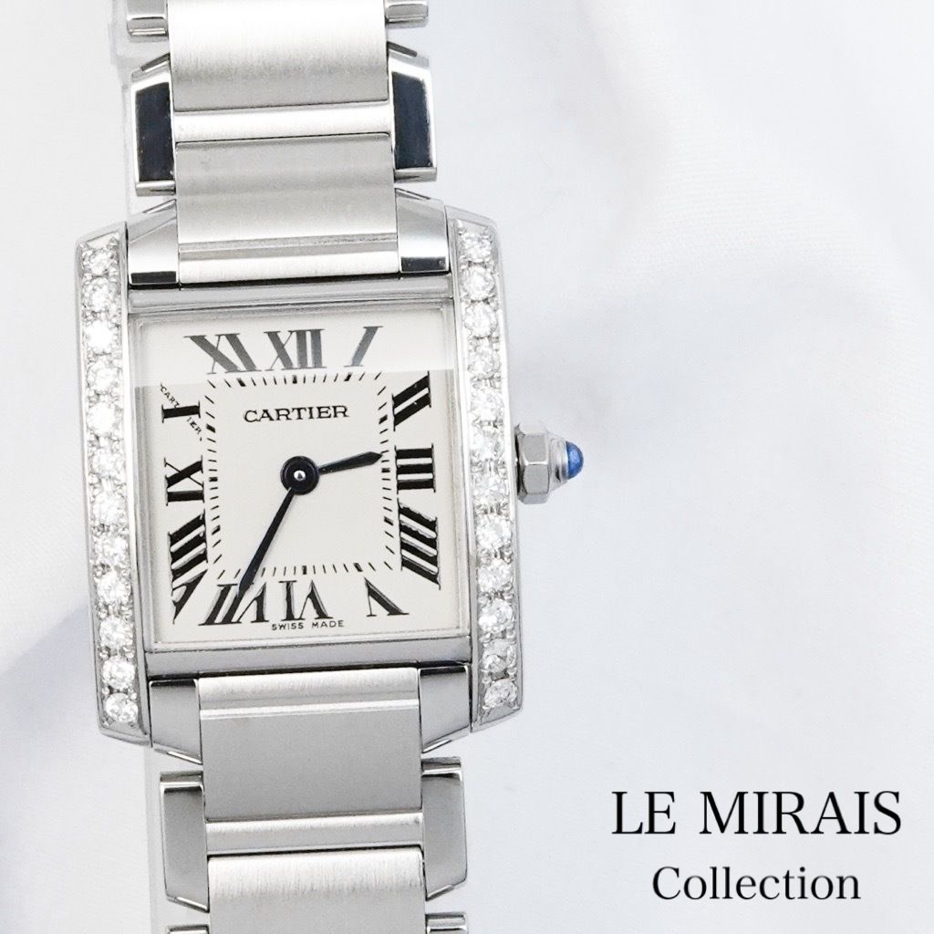 【保証書付】カルティエ タンクフランセーズ SM SS ダイヤ SS レディース 腕時計 CARTIER 時計