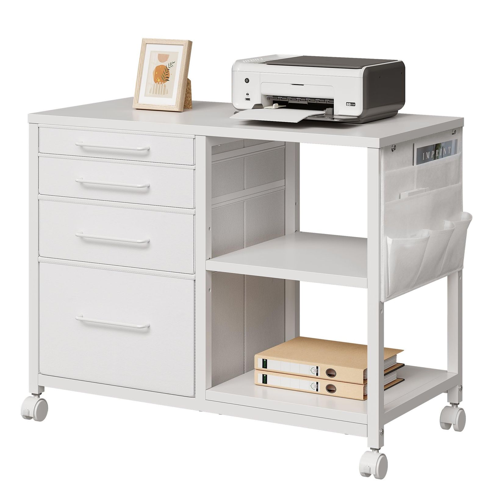 在庫わずか」オフィスワゴン 4段 A4対応 サイドワゴン プリンター台 層