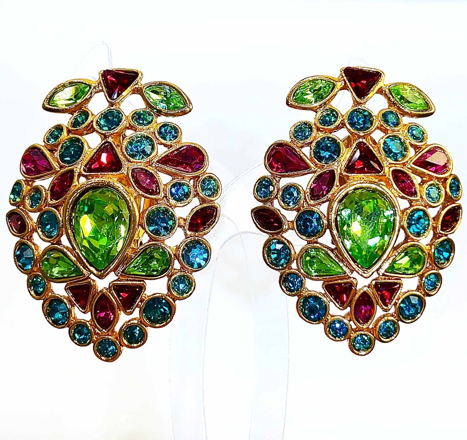 Yves Saint Laurent イヴ サンローラン ラインストーン 大ぶり イヤリング GP マルチ レディース aua70911r61021