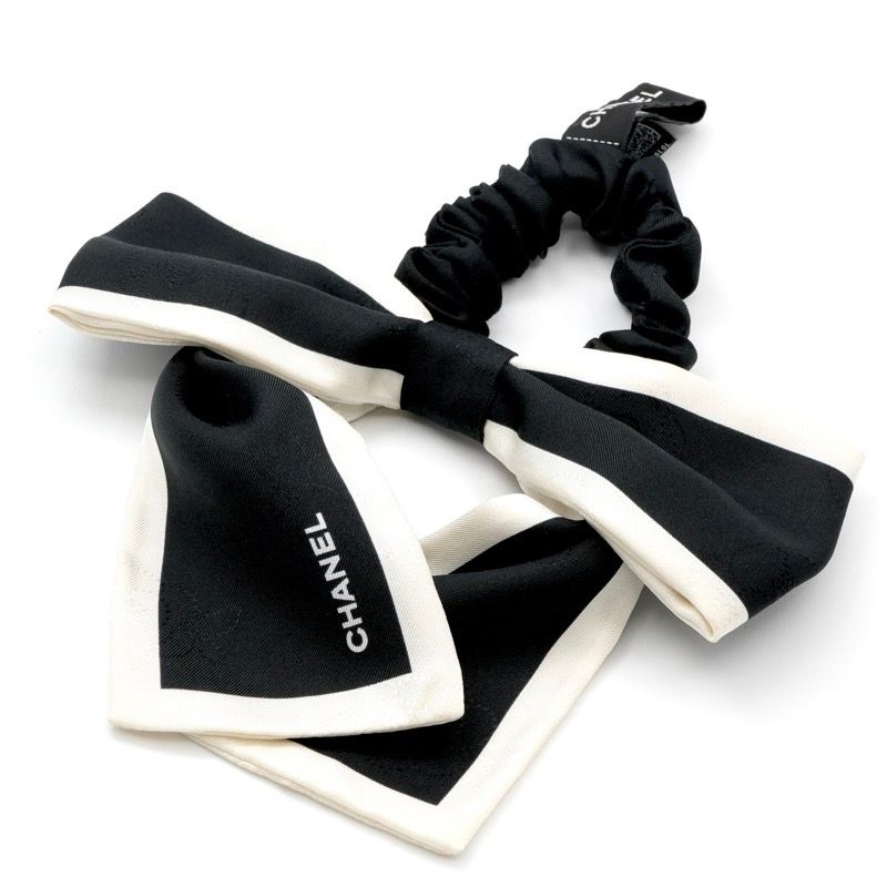 シャネル カメリア シュシュ リボン ヘアアクセサリー ヘアゴム シルク