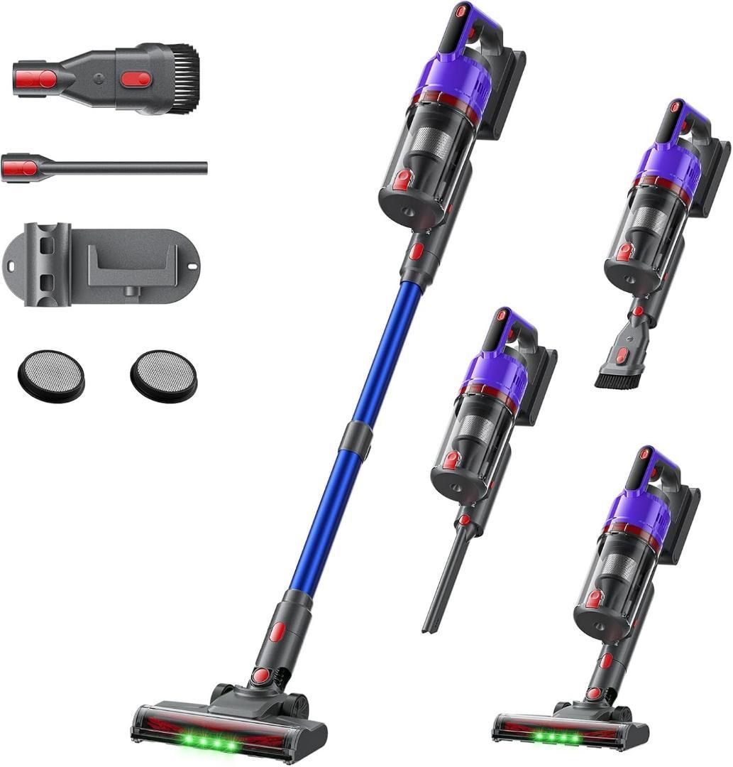 大 掃除機 コードレス 58kPa 強力吸引 自立式 55分連続稼働 1.2L