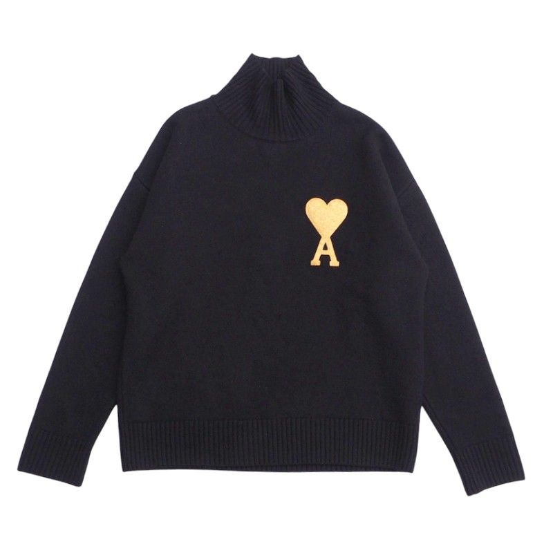 美品ami alexandre mattiussi アミアレクサンドルマテュッシ セーター サイズL ハート ロゴ ハイネック 長袖 ニット ウール ブランド古着【中古】20241205/RA2315