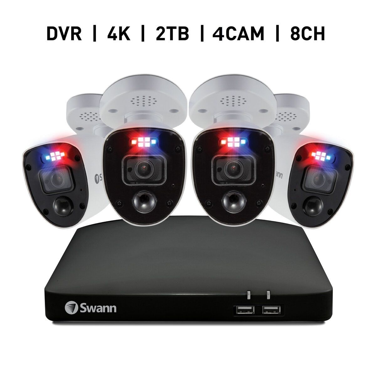 コストコ商品 Swann スワン 8CH 4K DVRシステム 2TB Enforcer バレット型 カメラ4台 ct36975