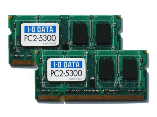 I-O DATA ノートパソコン用DDR2メモリー 4GB(2GBx2) PC2-5300(DDR2-667) SDX667-H2GX2