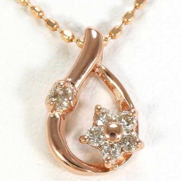 組曲 K10PG ネックレス necklace ダイヤ 0.07 総重量約1.5g 約40cm