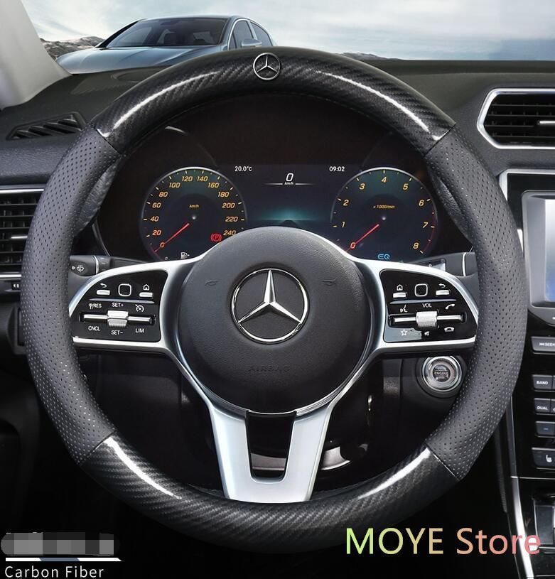 新品！メルセデス・ベンツ Mercedes Benz O型 ハンドルカバー 炭素繊維 ステアリングカバー 番号03 全車種対応 W290 W190 GT43 GT53 GT63 Pirelli ベンツ GLA GLK GLE GLC R A B C E S