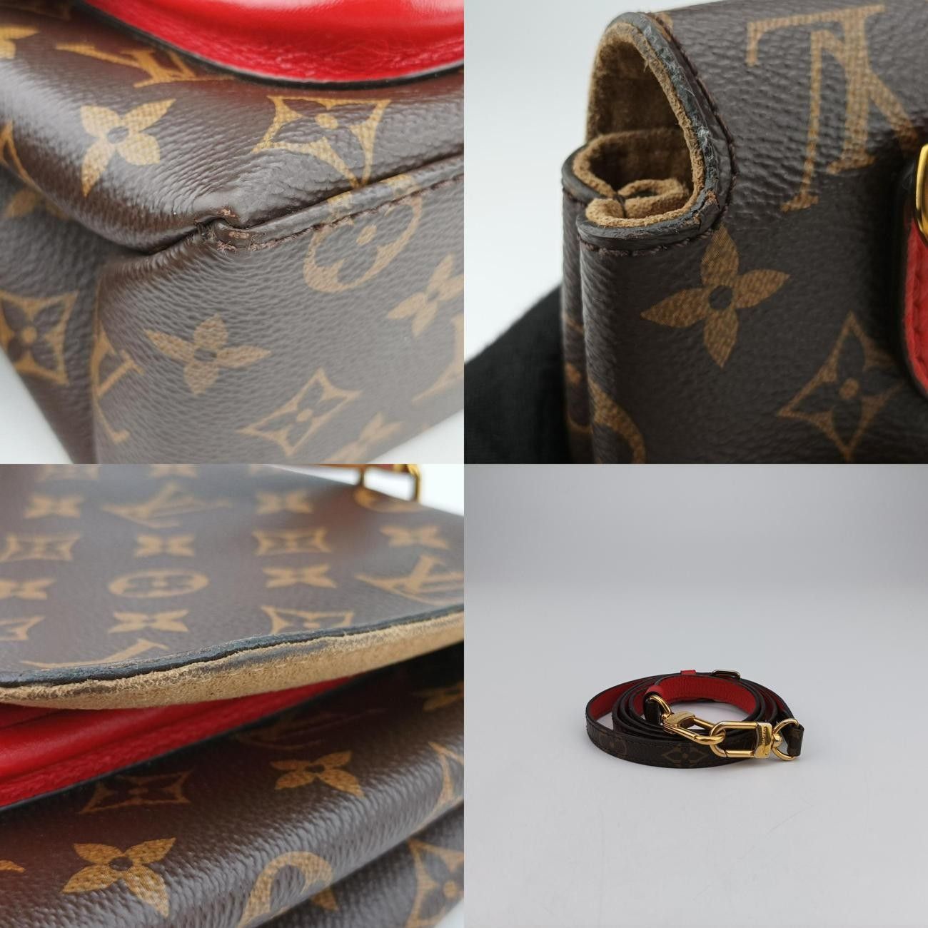 Vuittonマリニャンモノグラム ブラウン系×コクリコモノグラムキャンバス×カーフレザーM44286FL3108