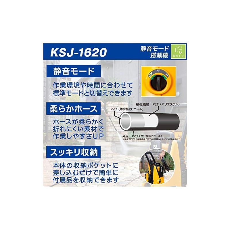 リョービ 高圧洗浄機 静音モード搭載 KSJ-1620 電源コード式 - メルカリ