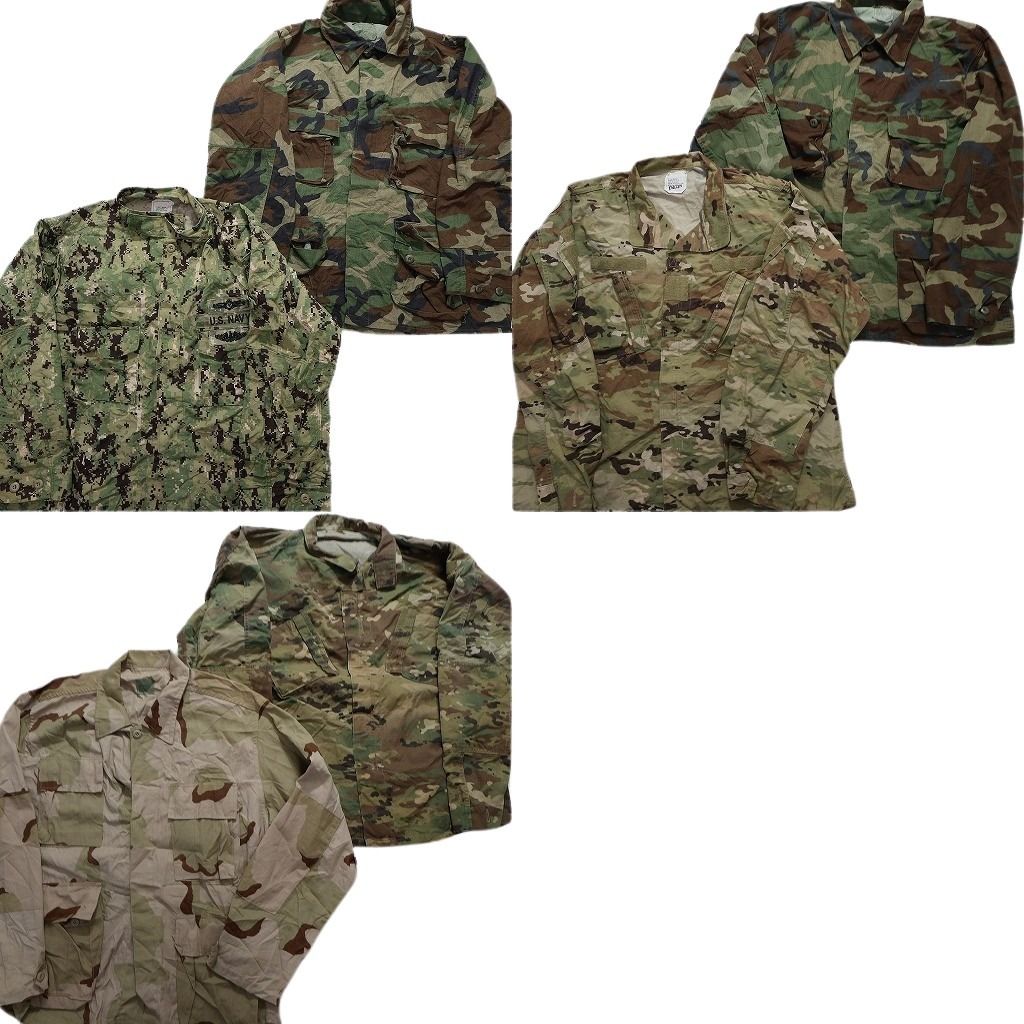 古着卸 まとめ売り フィールドジャケット 米軍実物 ミリタリー 6枚セット (メンズ XL ) ウッドランド US.ARMY カモ柄MIX MU1305