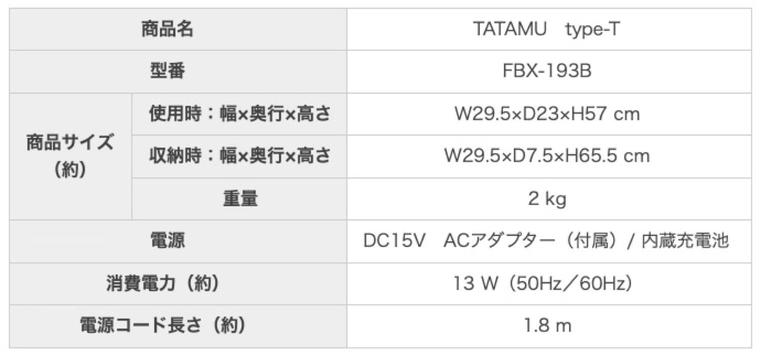 ドウシシャ FBW-193B 折りたたみ コードレスファン TATAMU type-T DCモーター 風量4段階 上下角度調整 2電源対応 ファン  DC 隙間 収納 薄型 PIERIA ピエリア (R) - メルカリ