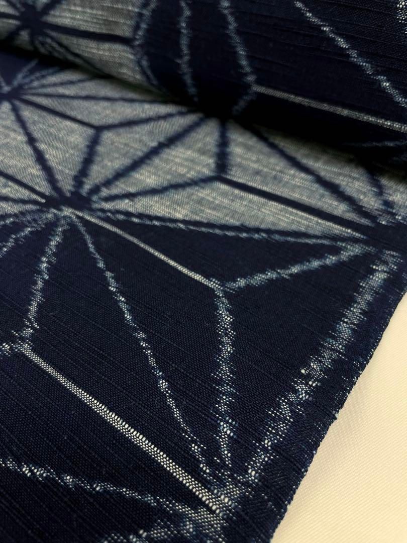 ☆天然藍染 久留米絣 反物☆ 久留米絣 重要無形文化財技術保持者 森山