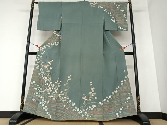 平和屋着物○十日町 名門 滝泰謹製 訪問着 絞り 舞花文 金彩 正絹