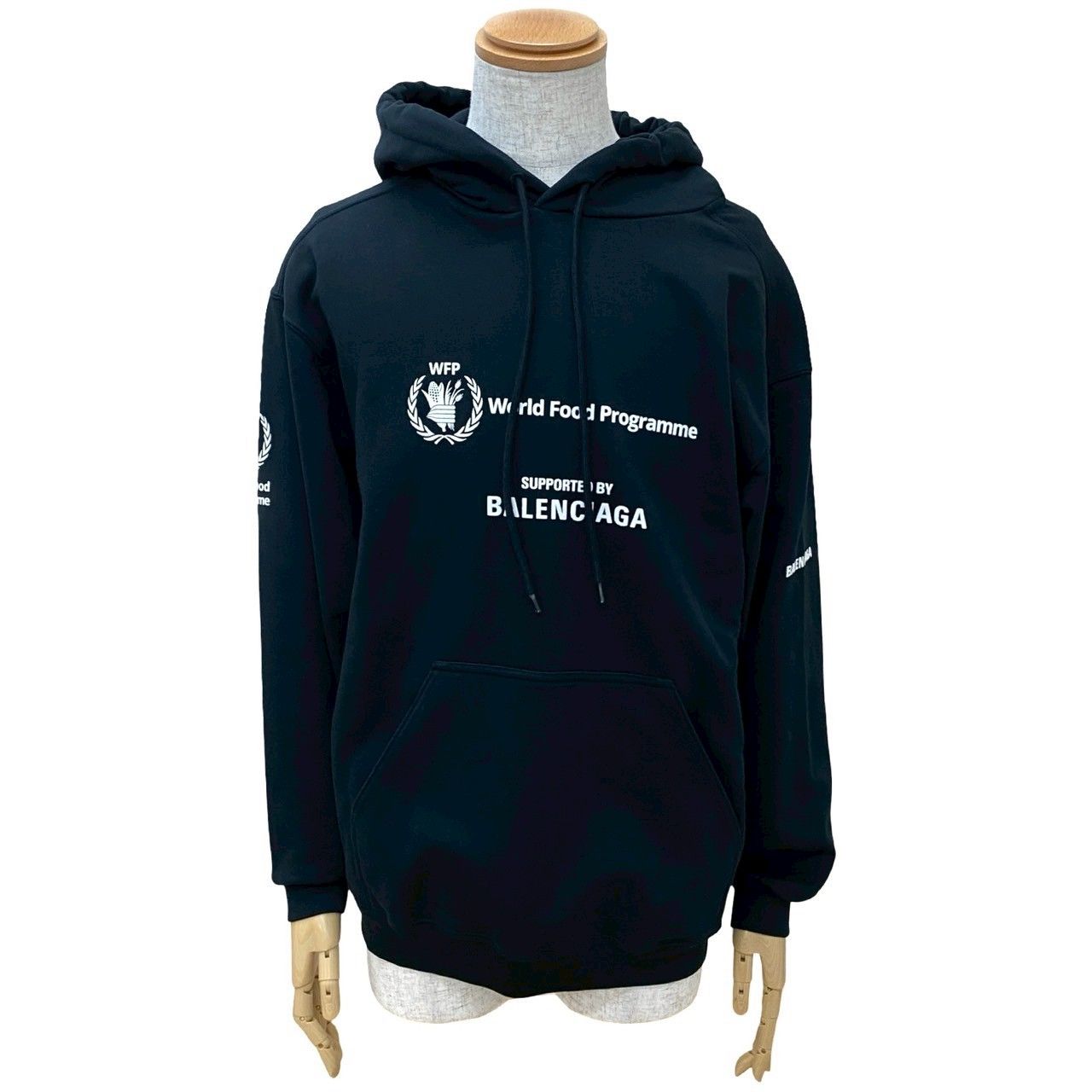 BALENCIAGA バレンシアガ WFP World Food Programme コットン フーディー パーカー XSサイズ メンズ ブラック 3439f