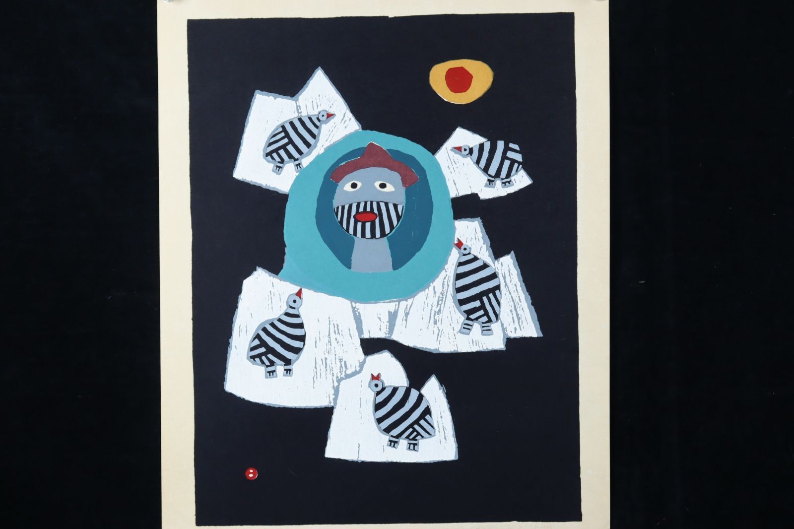 畦地梅太郎 「季節の山三」 木版画 直筆サイン 1968年 山男 唐物 骨董