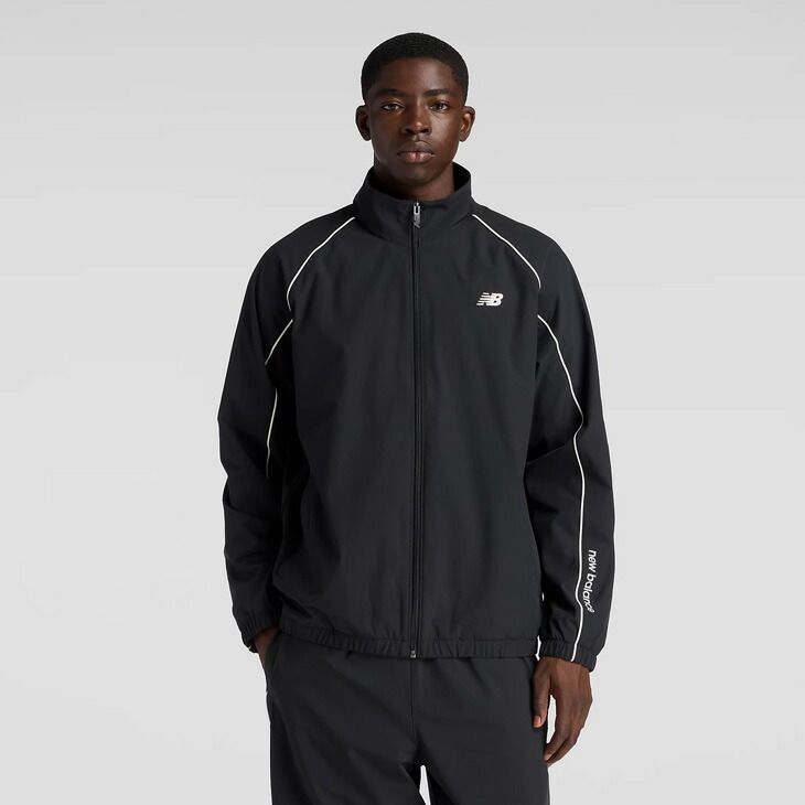 ニューバランス ウーブンジャケット メンズ Newbalance トラックジャケット 裏トリコット起毛 トレーニング スポーツウェア 裏起毛 アウター あたたかい 黒ジャケット メンズウエア|AMJ53171-BK