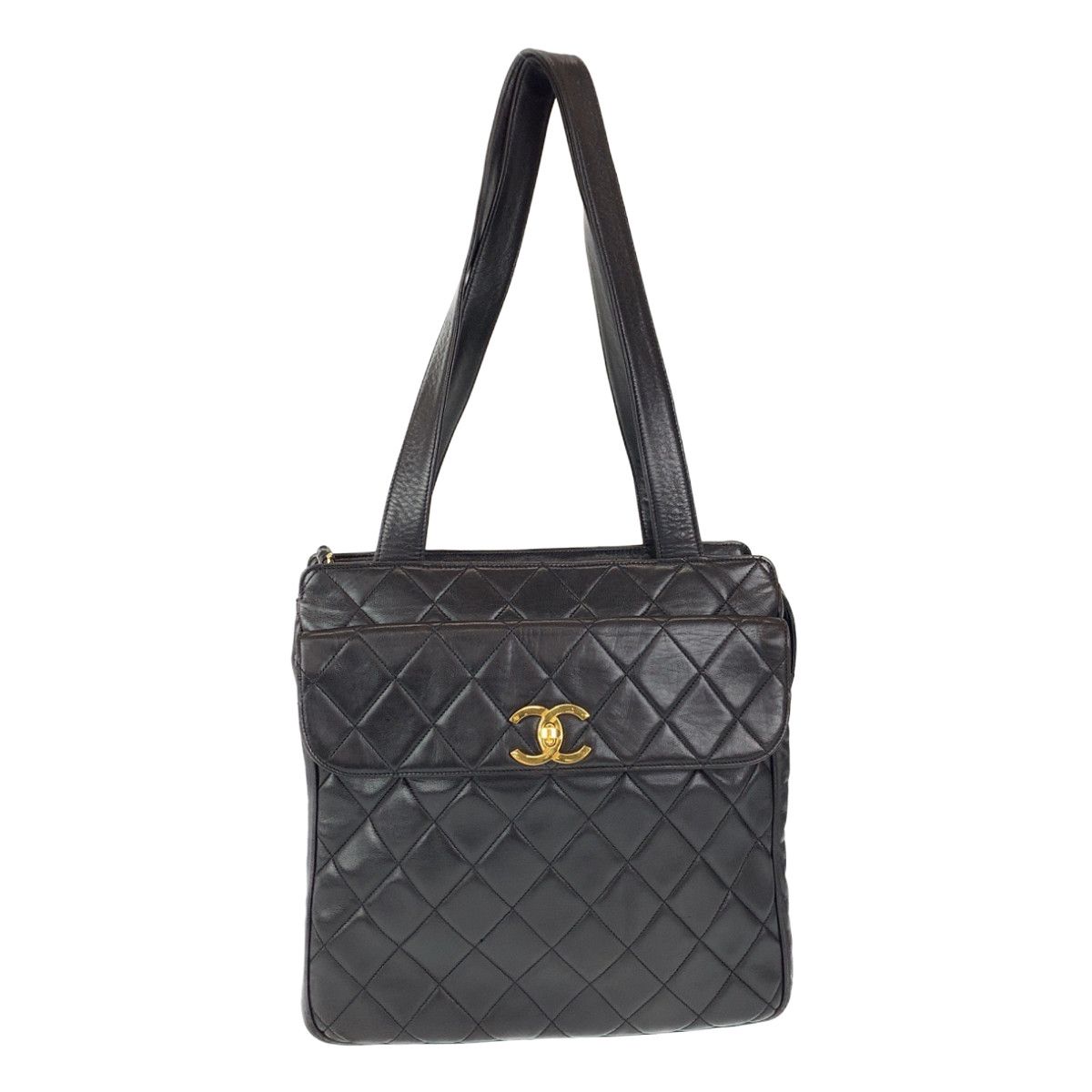 CHANEL シャネル マトラッセ ターンロック ブラック 黒 ラムスキン