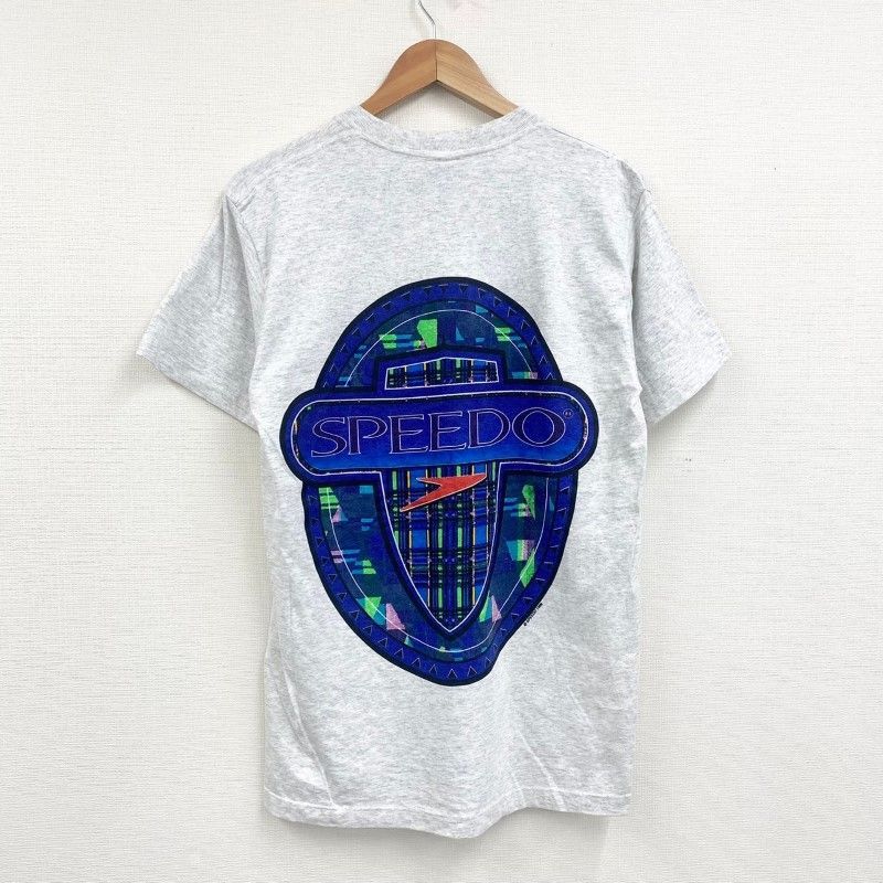 USA製 90's スピード SPEEDO Tシャツ 半袖 シングルステッチ ロゴ プリント サイズ：メンズ M グレー【UR】