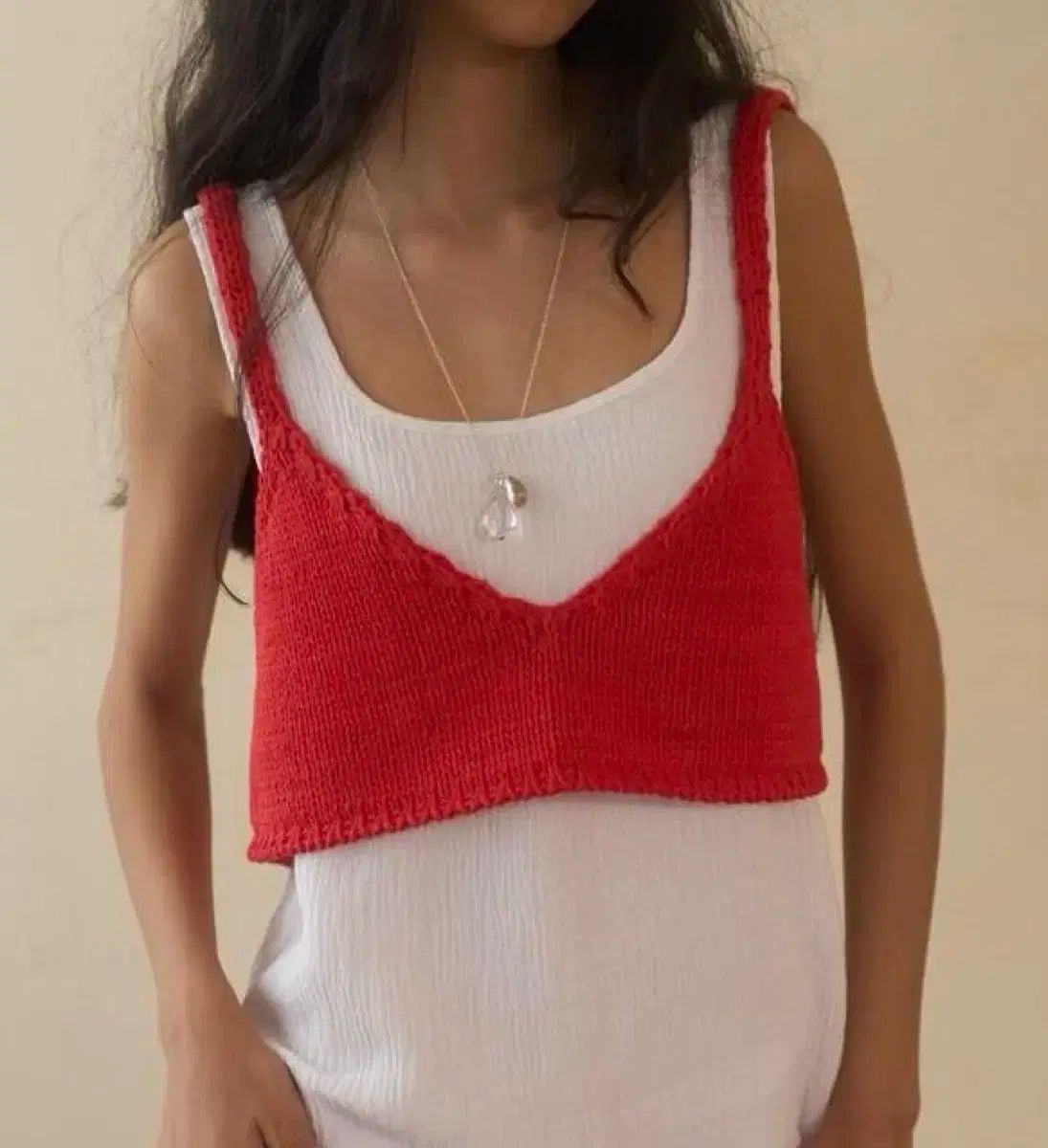 アワーソールT レッド ニット ビスチェ