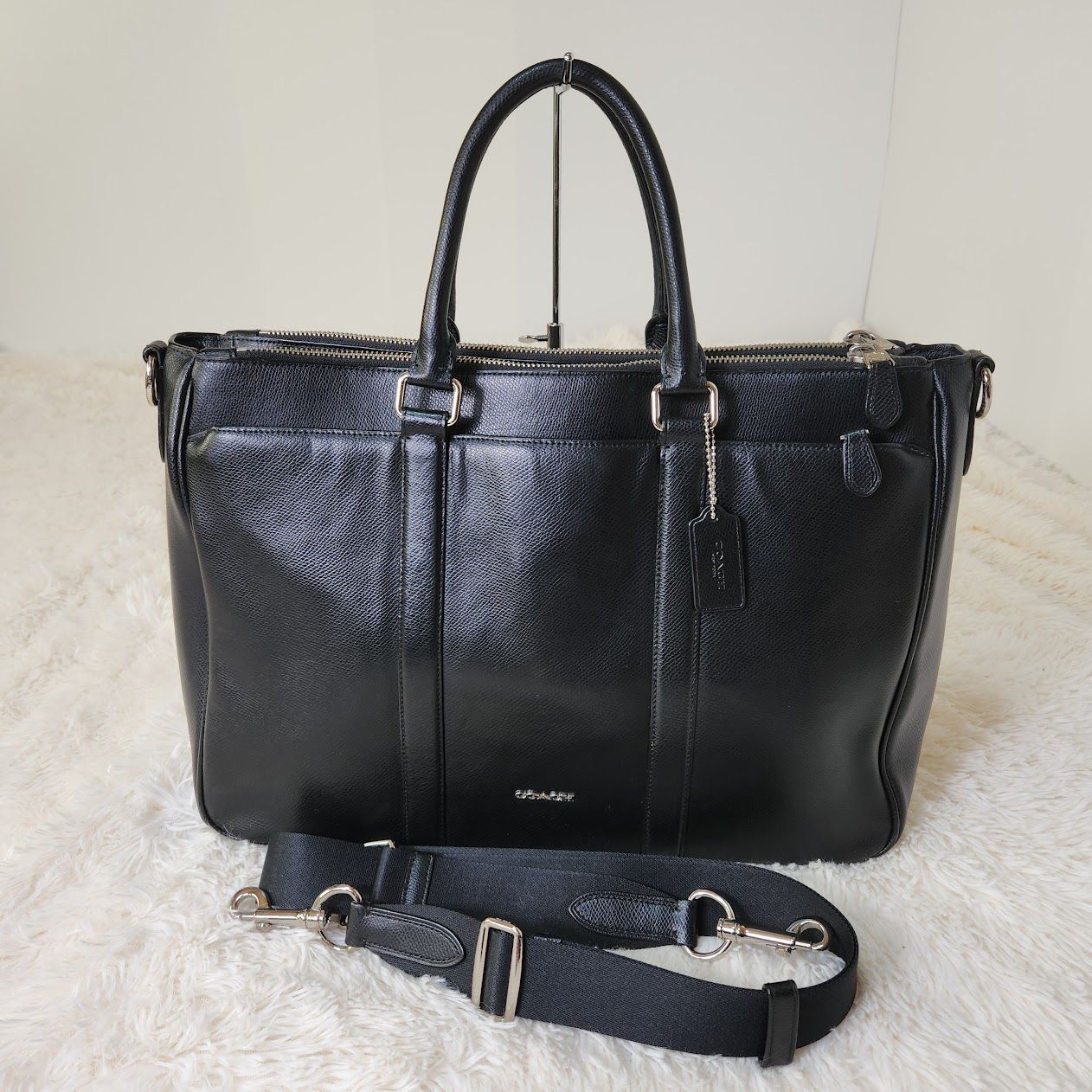 COACH コーチ ブラックレザー ビジネスバッグ