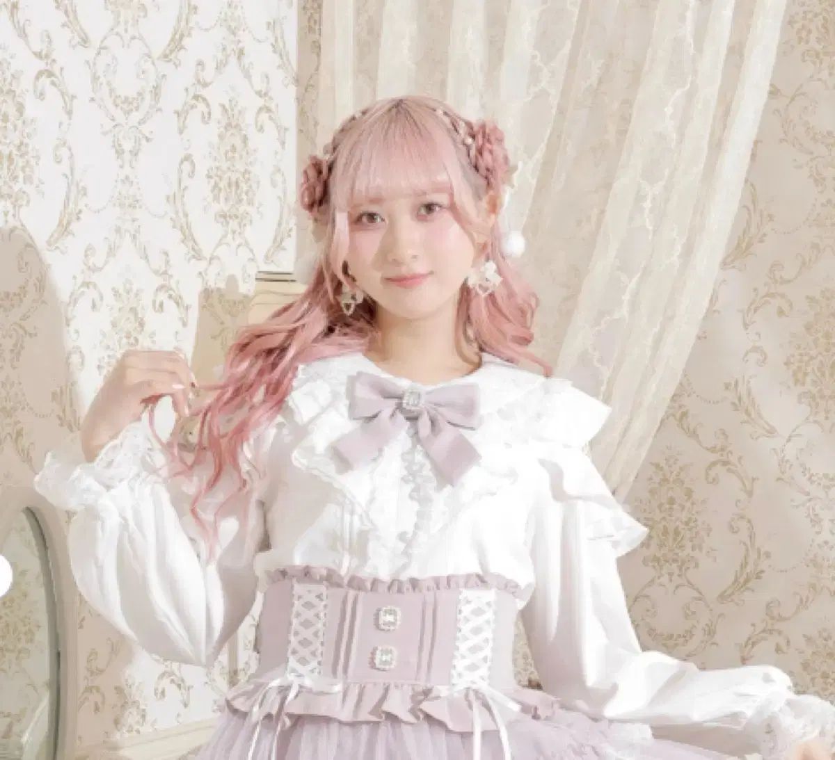 激希少axes femmeドット花柄 フリルキャミソール リズリサ姫系 厚手