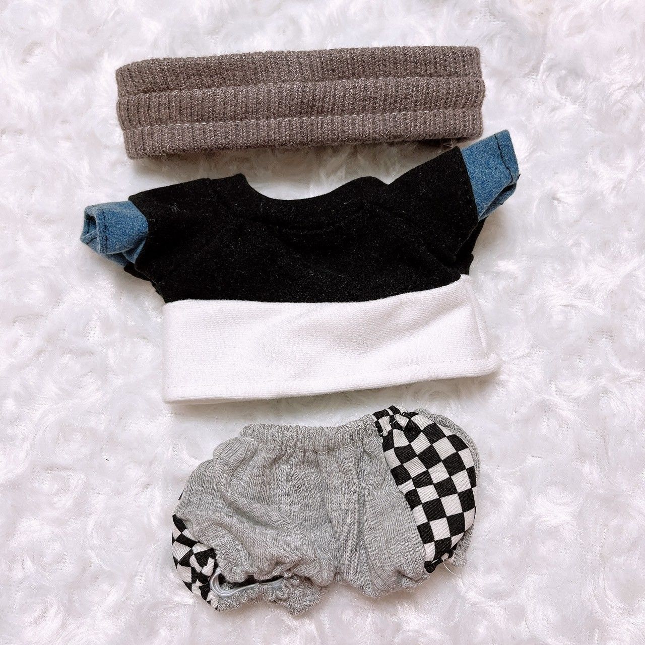 20cm ぬい服 着せ替え 黒 全身 ストリート ヘアバンド