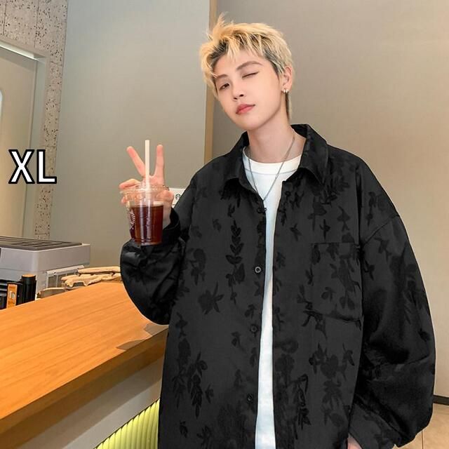 [XL]秋冬 コーデ メンズ  服 シンプル ファッション オシャレ 大人 かっこいい 大きいサイズ ストリート 紳士服  ジャカード シャツ ジャケット アメリカン ダーク 長袖