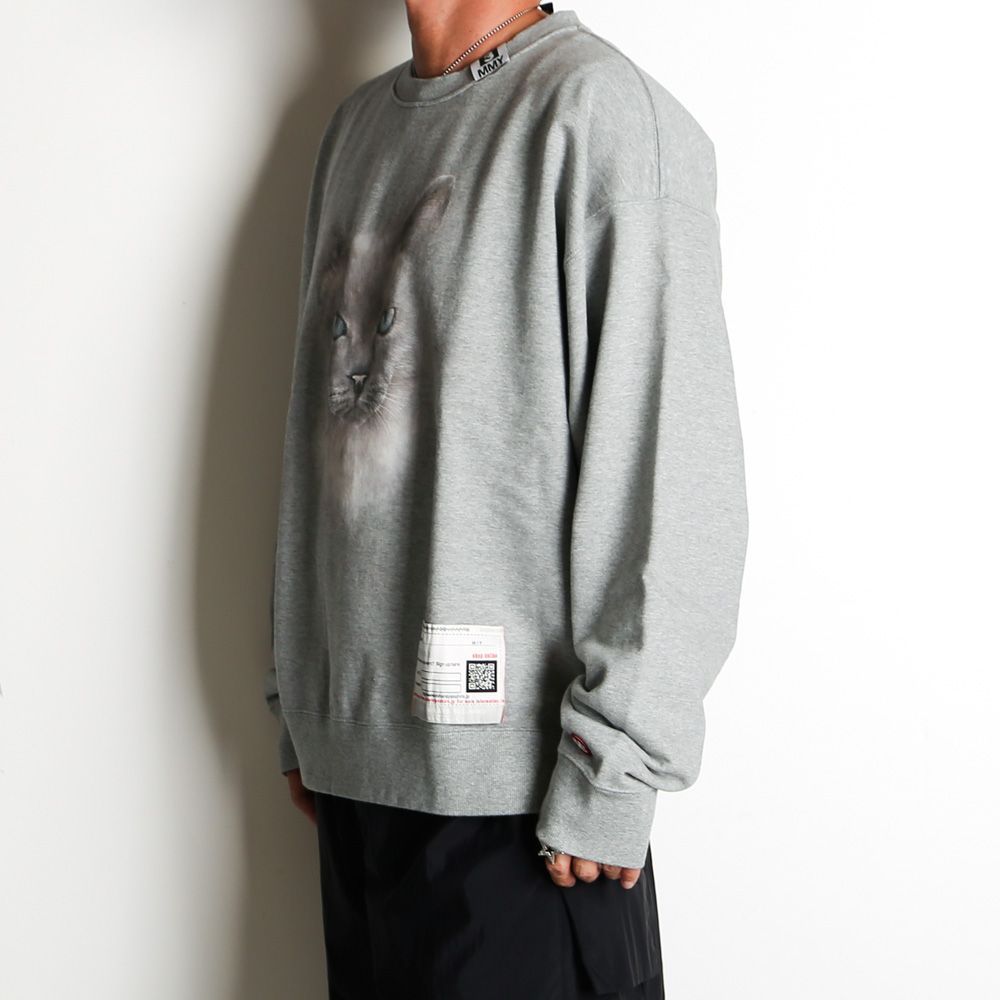 【Maison MIHARA YASUHIRO/メゾン ミハラヤスヒロ】Cat Printed Sweatshirt - GRAY / プルオーバー スウェット / A13PO662【送料無料】