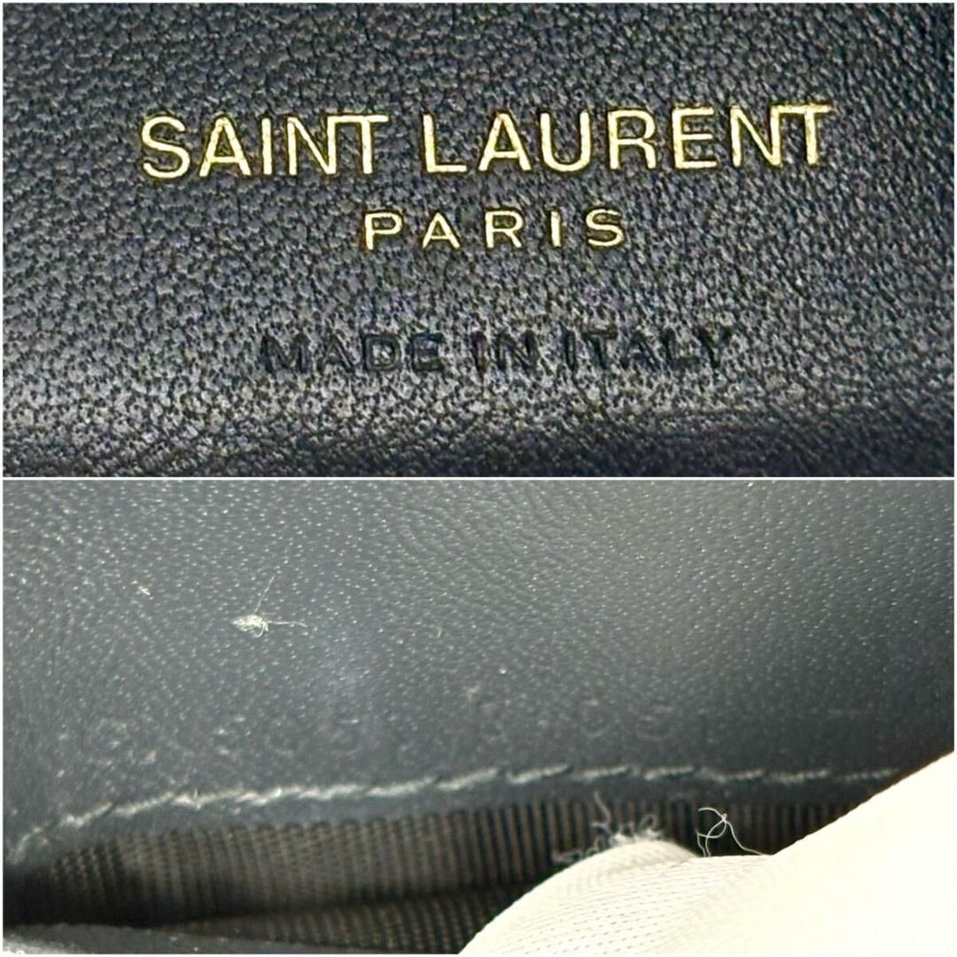 最高級◆SAINT LAURENT 三つ折り財布 キャビアスキン グレー 最高級◇SAINT LAURENT 三つ折り財布 キャビアスキン グレー