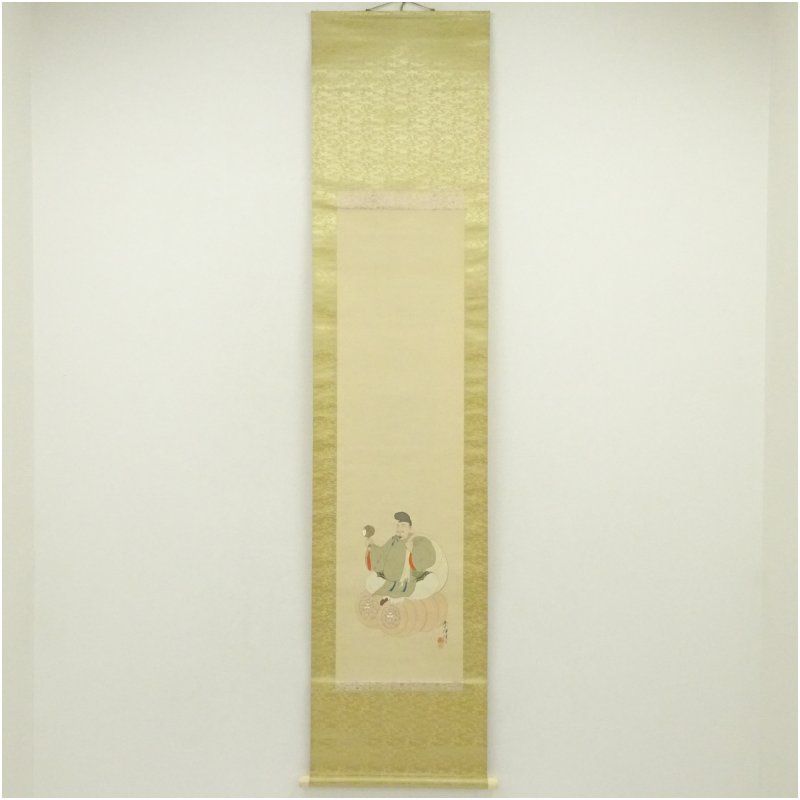 田中頼璋筆 大黒天 肉筆絹本掛軸 保護箱 掛け軸 床の間 書 おしゃれ 絵画 表具 芸術 茶道 年中掛け インテリア 茶掛 掛物 和室