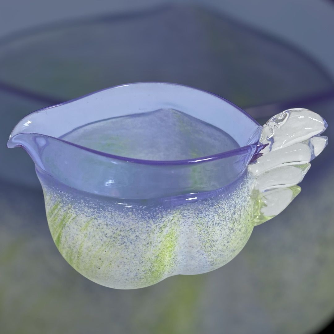ガラス工芸 吹きガラス 片口ピッチャー 酒器 涼しげカラー 透明取手