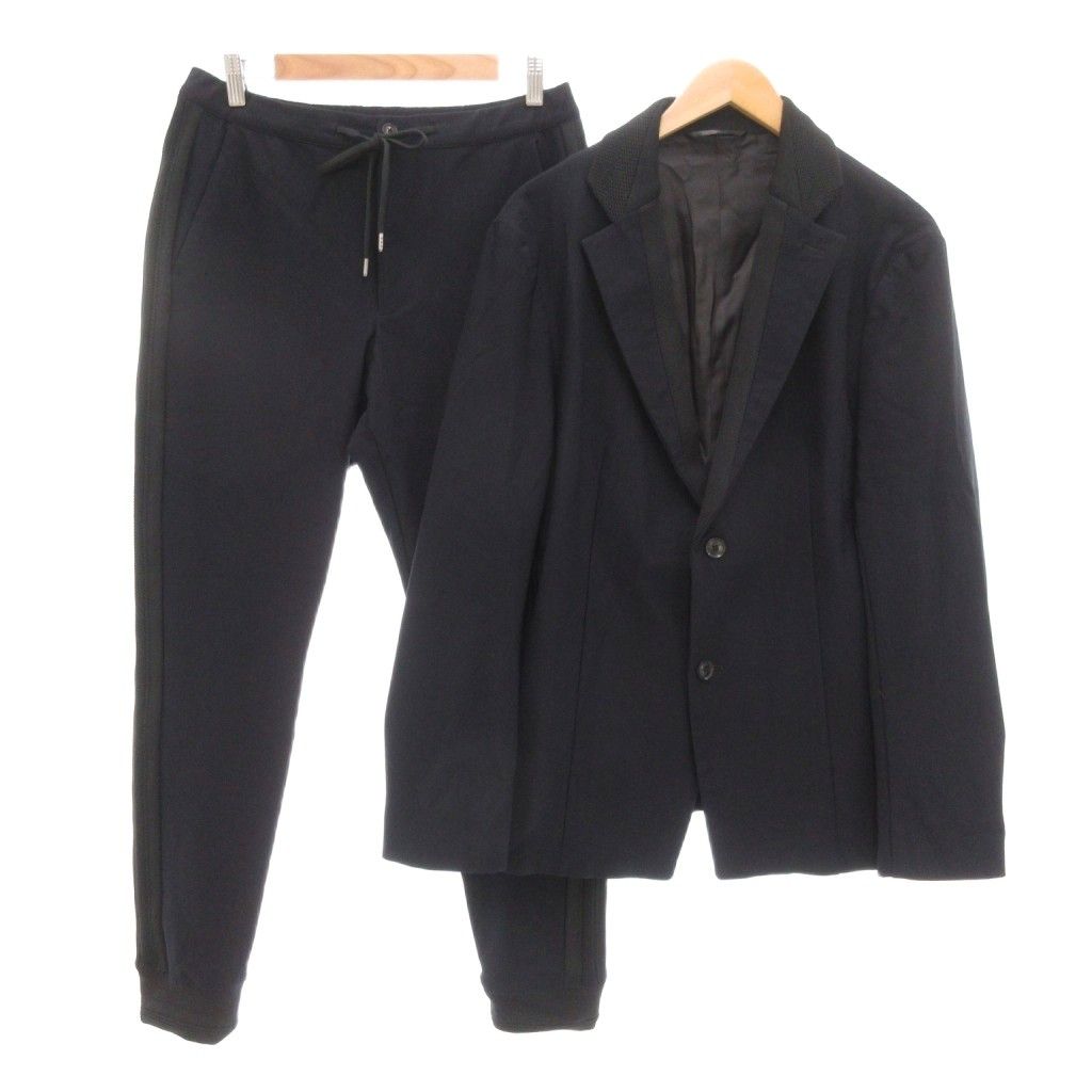 5351POURLESHOMMES ストレッチセットアップ テーラードジャケット ジョガーパンツ 48 50 ネイビー 0245-00-82000 |UO