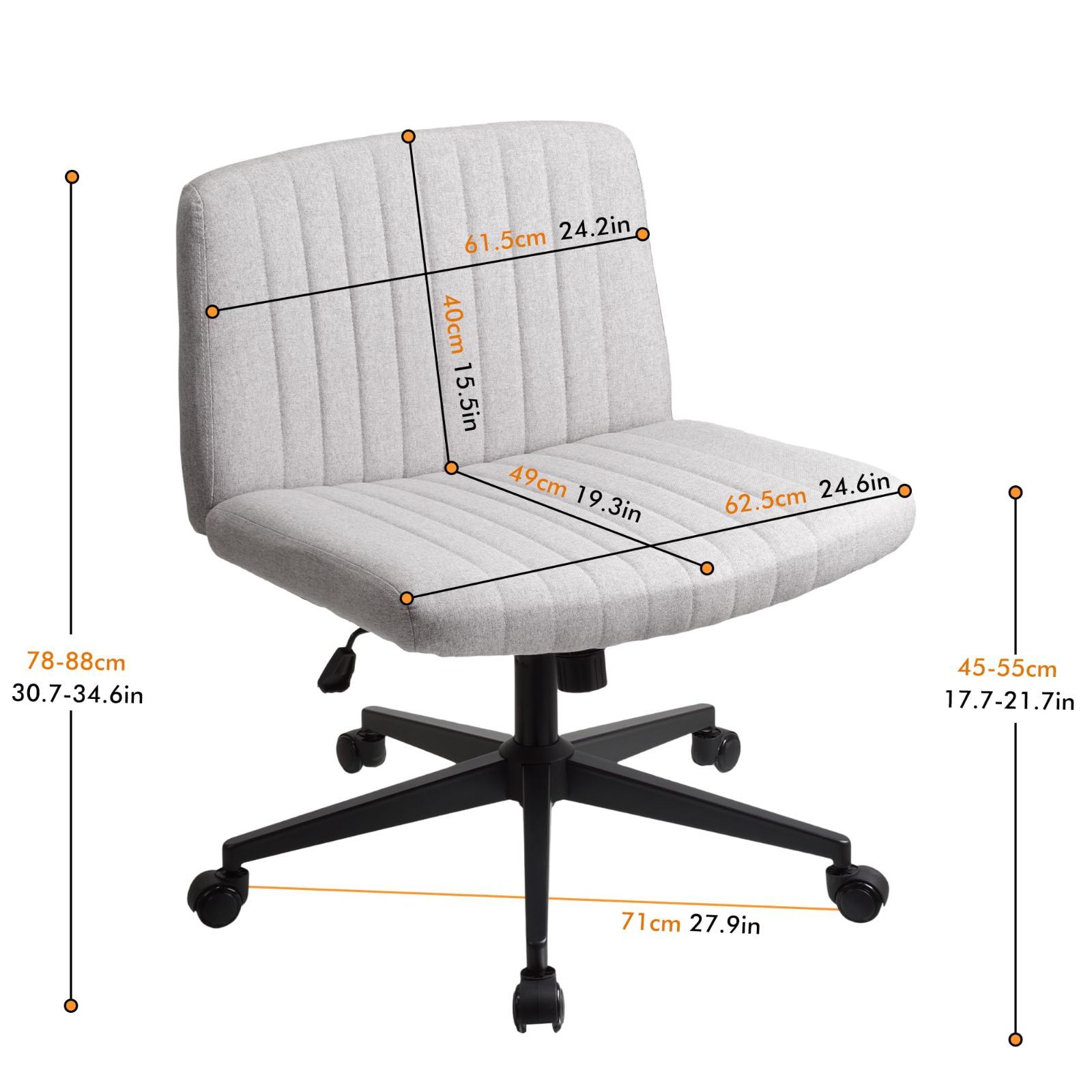 10cm キャスター付き回転肘掛けなしワイドシート寝室ホームオフィスに最適
